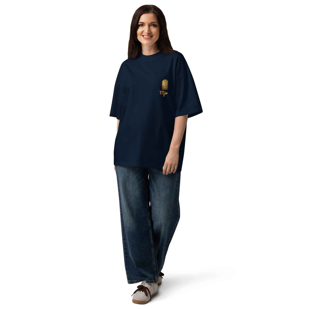 Unisex organic oversized high neck t-shirt